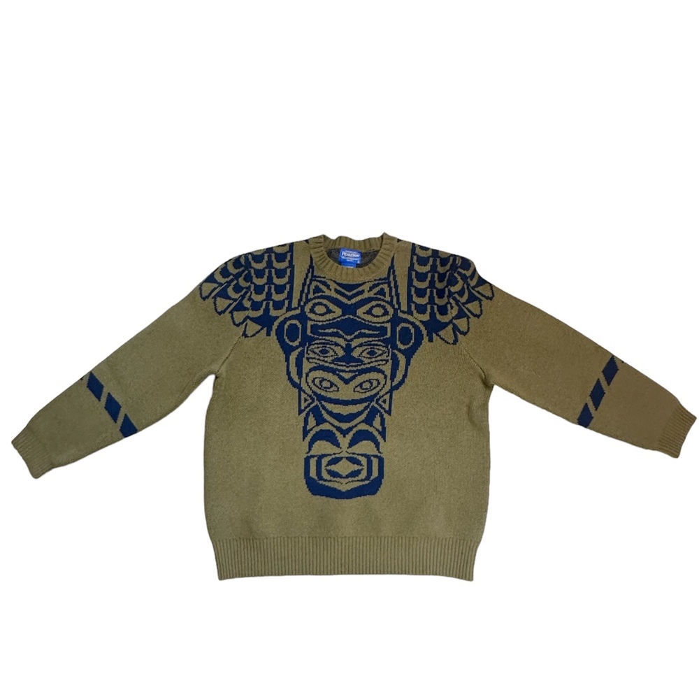 Vintage Pendleton wool sweater native american totem - Picture 1 of 6